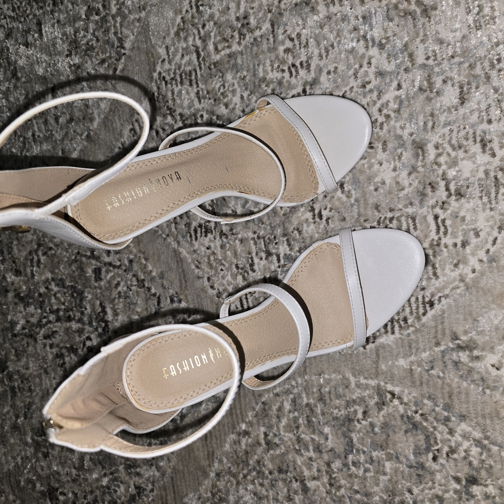 Fashion Nova White Strappy Heels